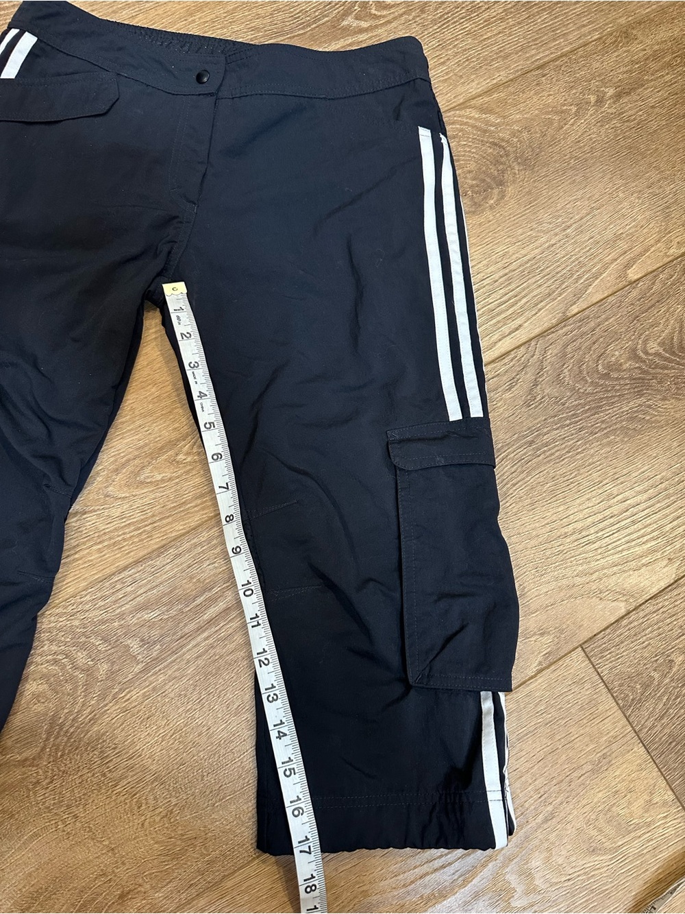 adidas clima365 climacool Black Capris with White Side Stripes szS low rise - Picture 5 of 9